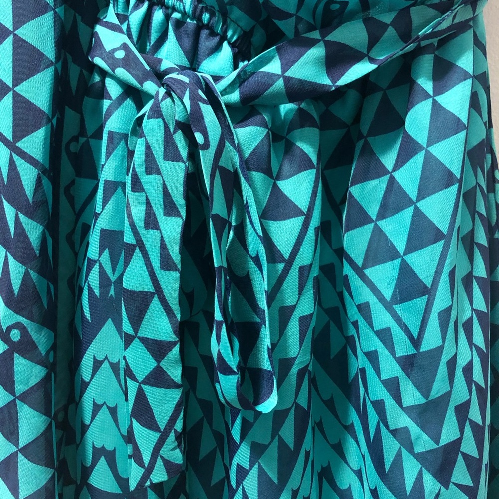 Love Reign Navy/turquoise One Shoulder Dress Small - Picture 3 of 5
